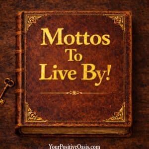 Vintage leather book titled “Mottos To Live By”