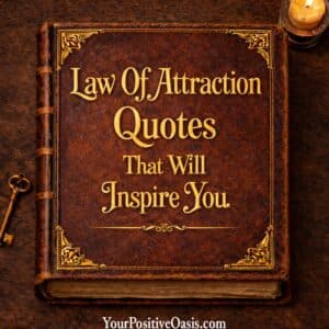 Image of old book with Law of Attraction Quotes Text